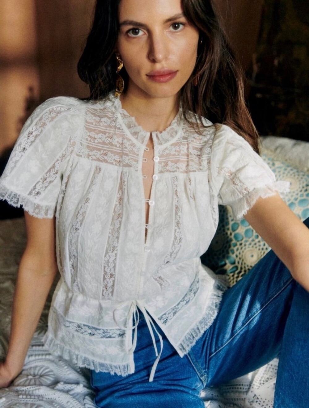 La Maille Sezane Shenali Shirt in Ecru Size 10✨